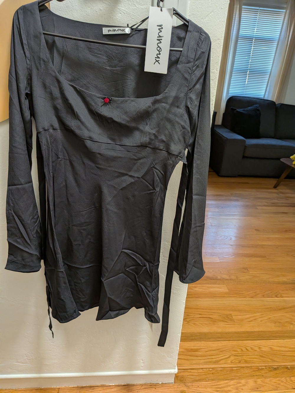KITTENY CONOR BLACK SILK DRESS SIZE MEDIUM